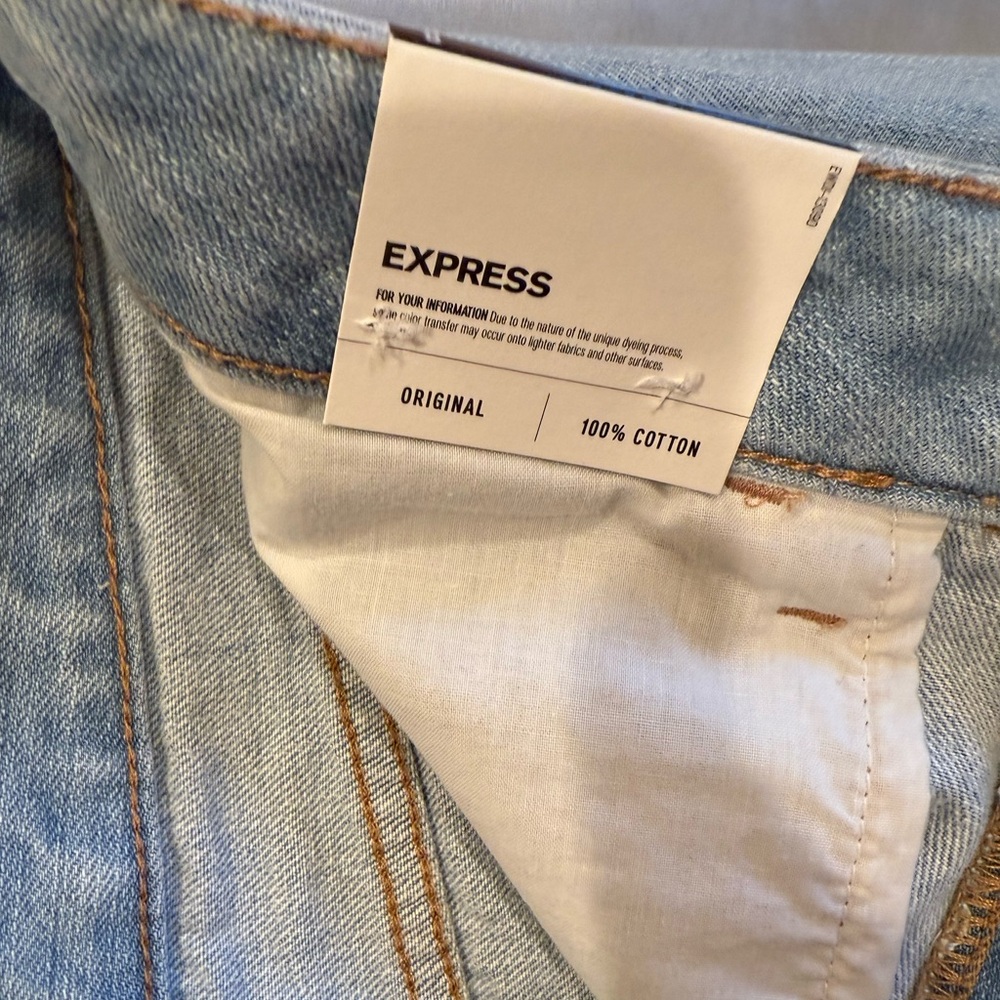 Vintage Y2K Express Destroyed Floral Embroidered Relaxed Low Rise Denim Shorts - Picture 7 of 10